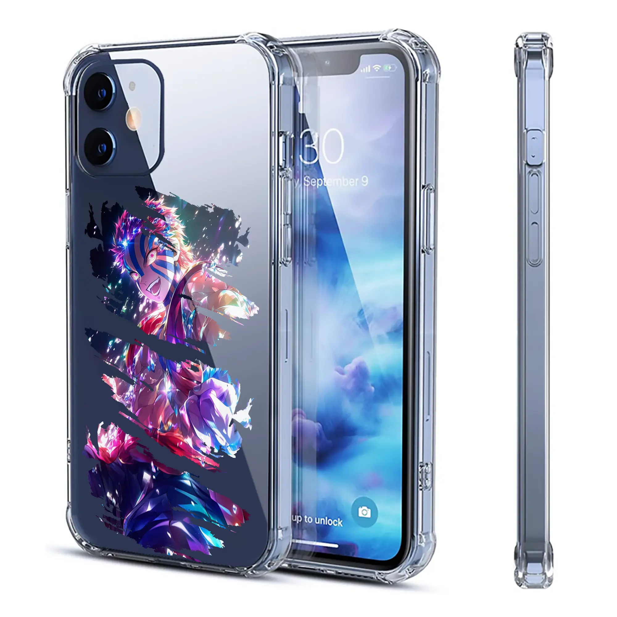 鬼滅の刃 グッズ,猗窩座 - IPhone 12シリーズ対応 ・ 透明スマホケース ・ クリアソフトケース ・ TPU素材 ・ 耐衝撃 ・ 高密着 ・ 防汚 防指紋 ・ 簡単着脱